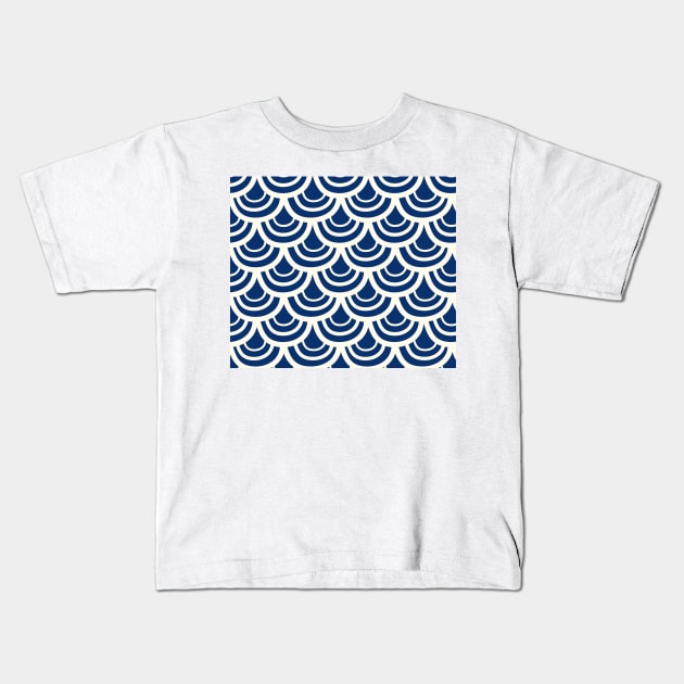 French navy fish scale Kids T-Shirt by hamptonstyle